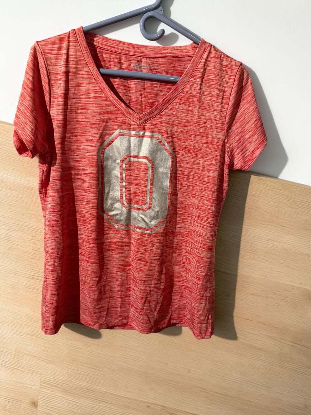 Ohio State Varsity V-Neck T-Shirt Size XL Red Space Dye Graphic Tee